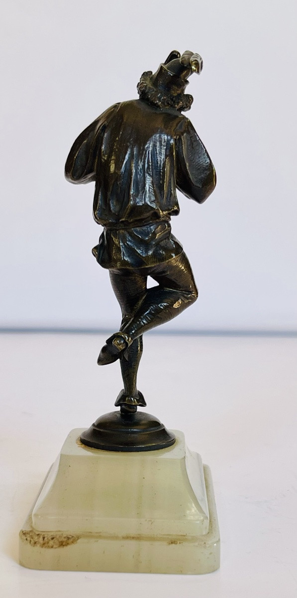 Ménestrel flûtiste en bronze -photo-3